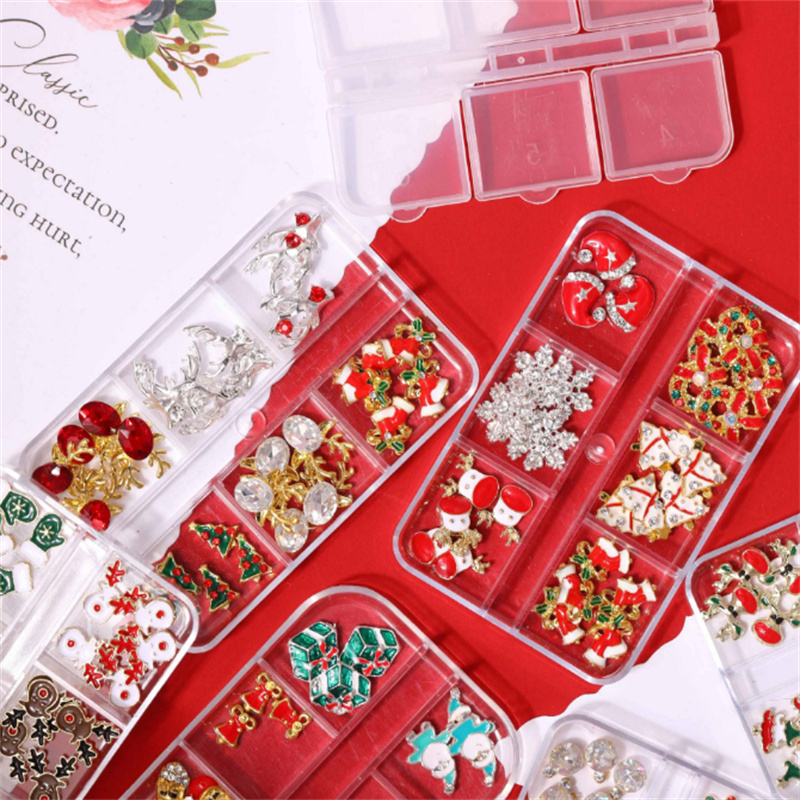 6 Grids Alloy Christmas Nail Art Decoration